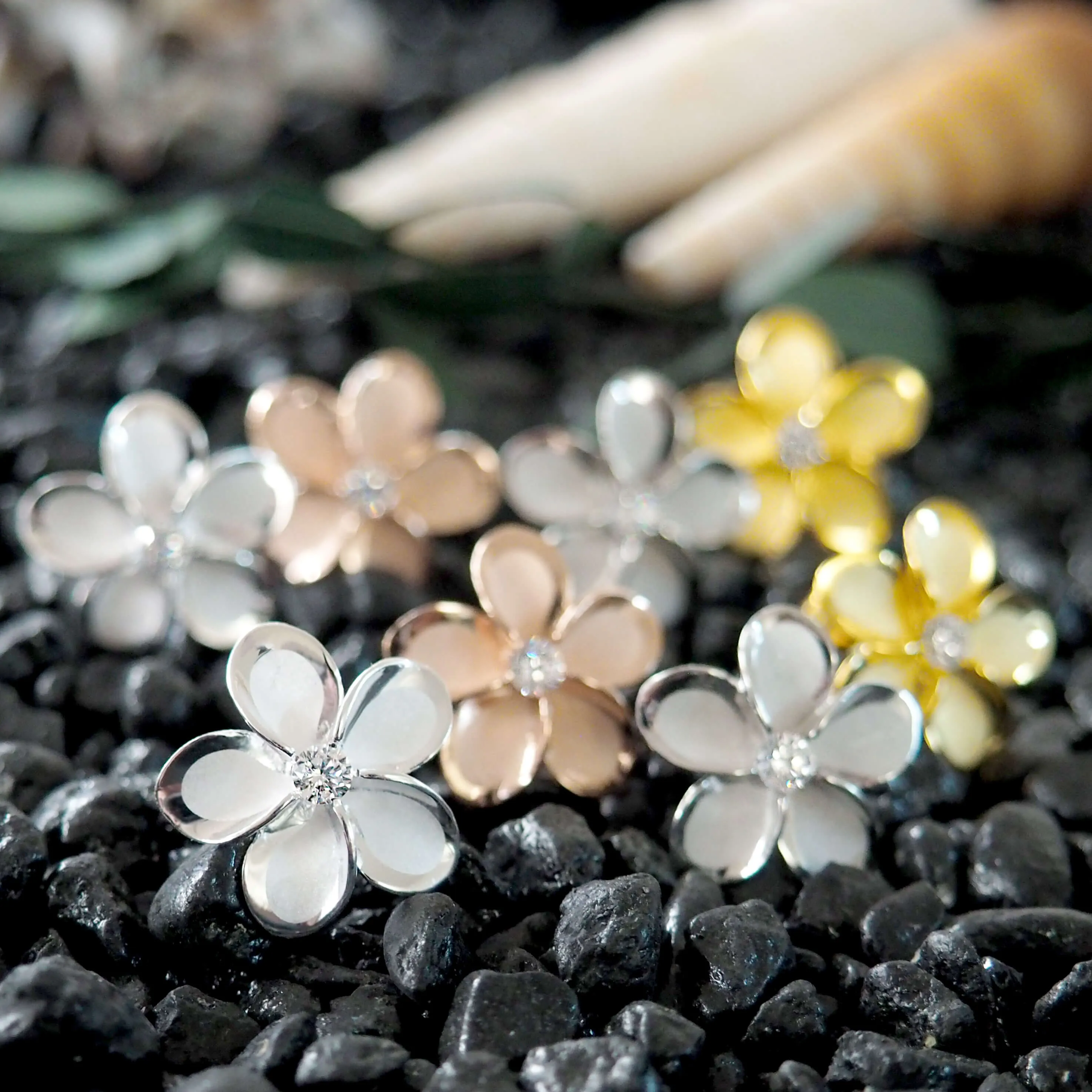 Sterling Silver 15mm Plumeria Stud Earrings