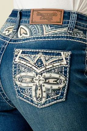 WF-336 FLARE EMBROIDERED STRETCHY WOMEN'S BLING JEANS - WESTFIELD EAGLE