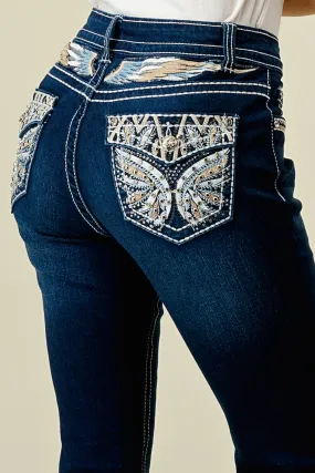 WT-710 BOOTCUT EMBROIDERED STRETCHY WOMEN'S BLING JEANS - WESTFIELD EAGLE