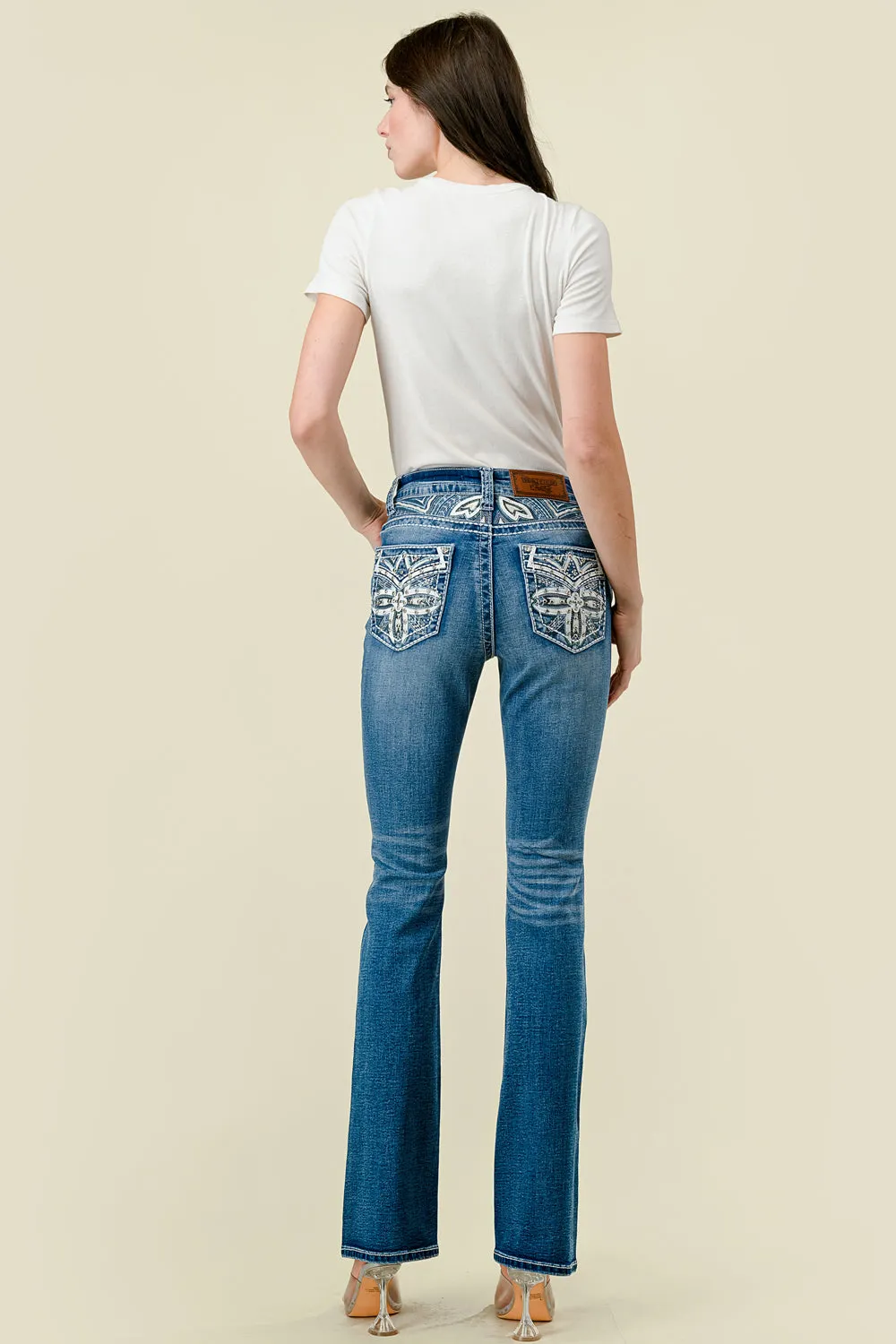 WT-714 BOOTCUT EMBROIDERED STRETCHY WOMEN'S BLING JEANS - WESTFIELD EAGLE