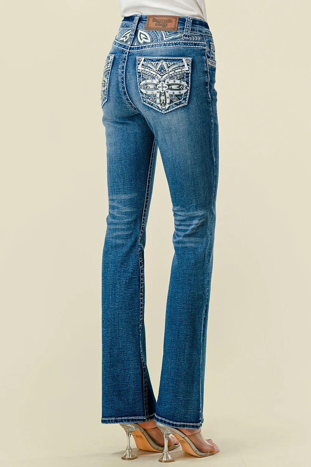 WT-714 BOOTCUT EMBROIDERED STRETCHY WOMEN'S BLING JEANS - WESTFIELD EAGLE