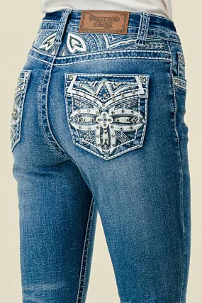 WT-714 BOOTCUT EMBROIDERED STRETCHY WOMEN'S BLING JEANS - WESTFIELD EAGLE